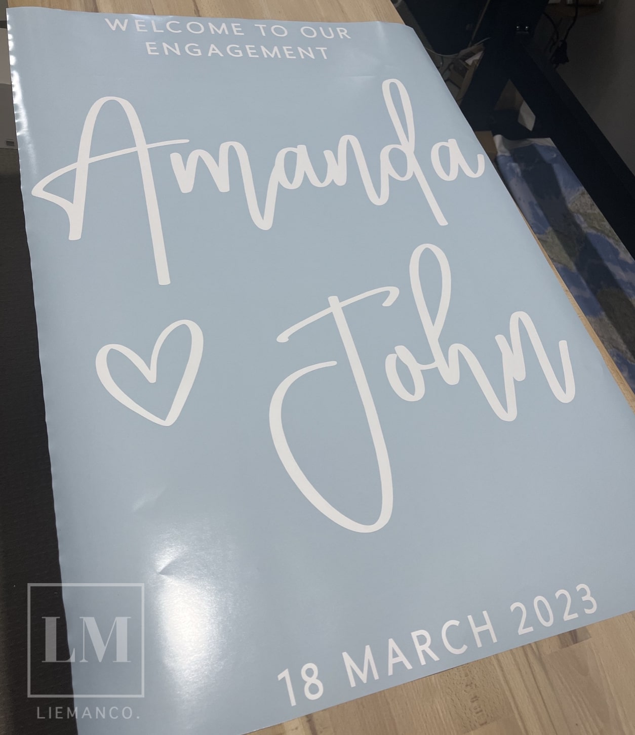 Personalised Decal for Engagement Welcome Sign