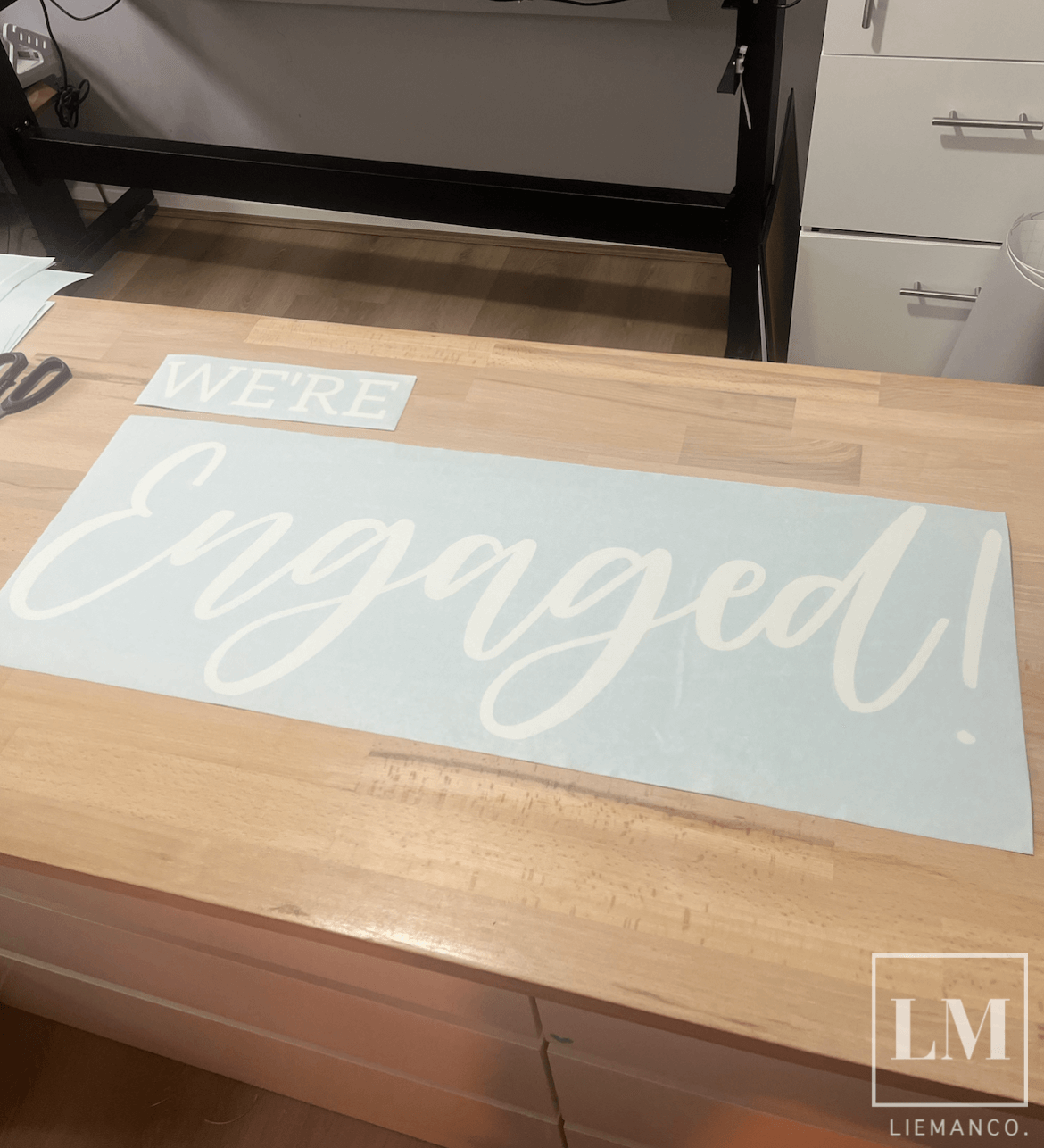 We're Engaged Sign Vinyl Decal for Engagement Backdrop