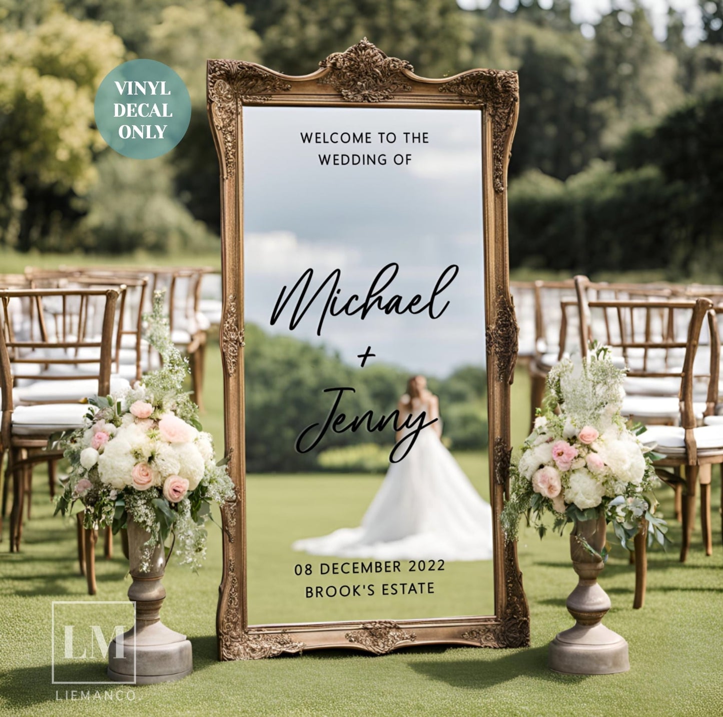 Custom Wedding Welcome Decal for DIY Wedding Mirror