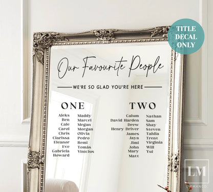 Our Favourite People Seating Header Decal