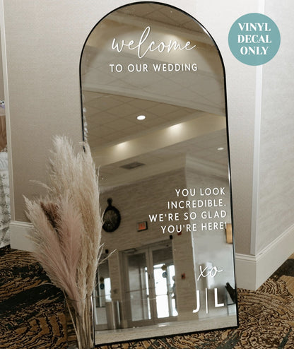 Personalised Wedding Welcome Decal for Selfie Mirror Signs