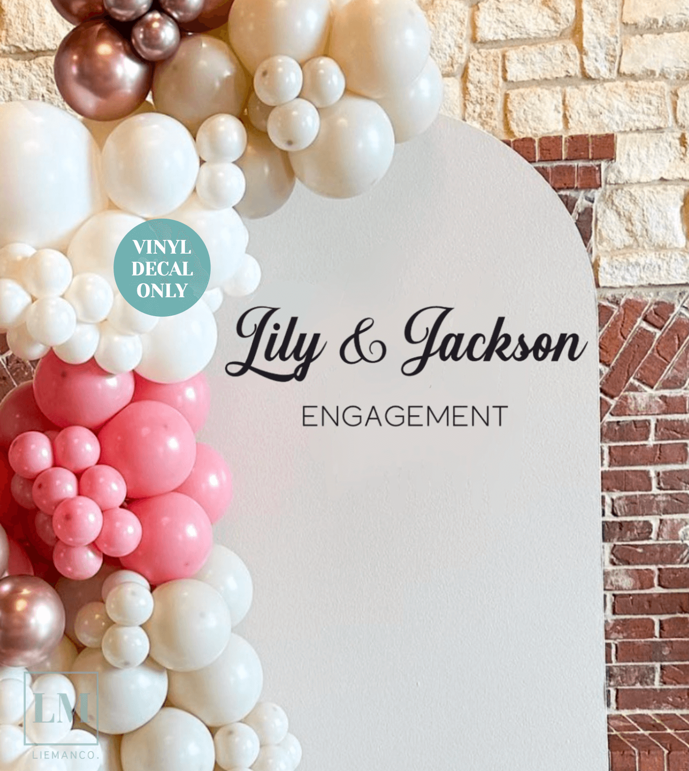 Elegant Engagement Balloon Arch Decal