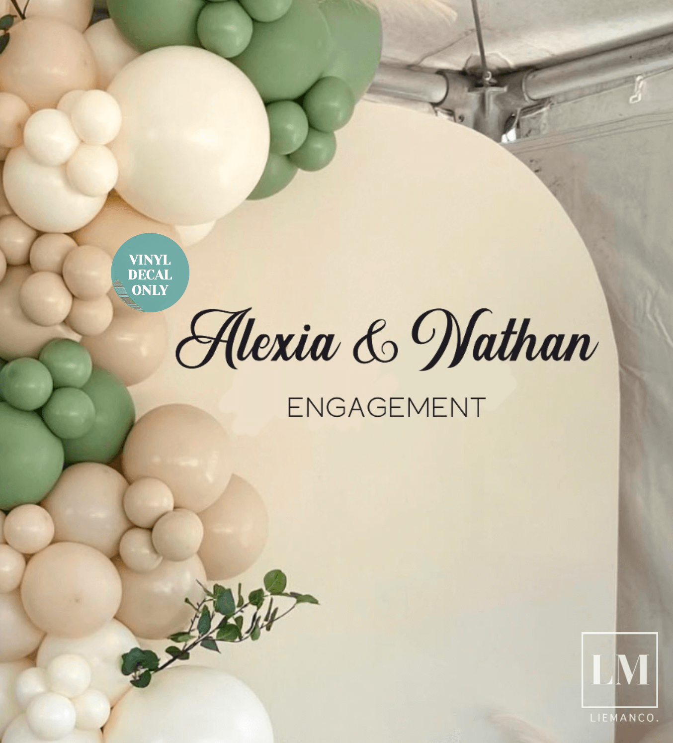 Elegant Engagement Balloon Arch Decal