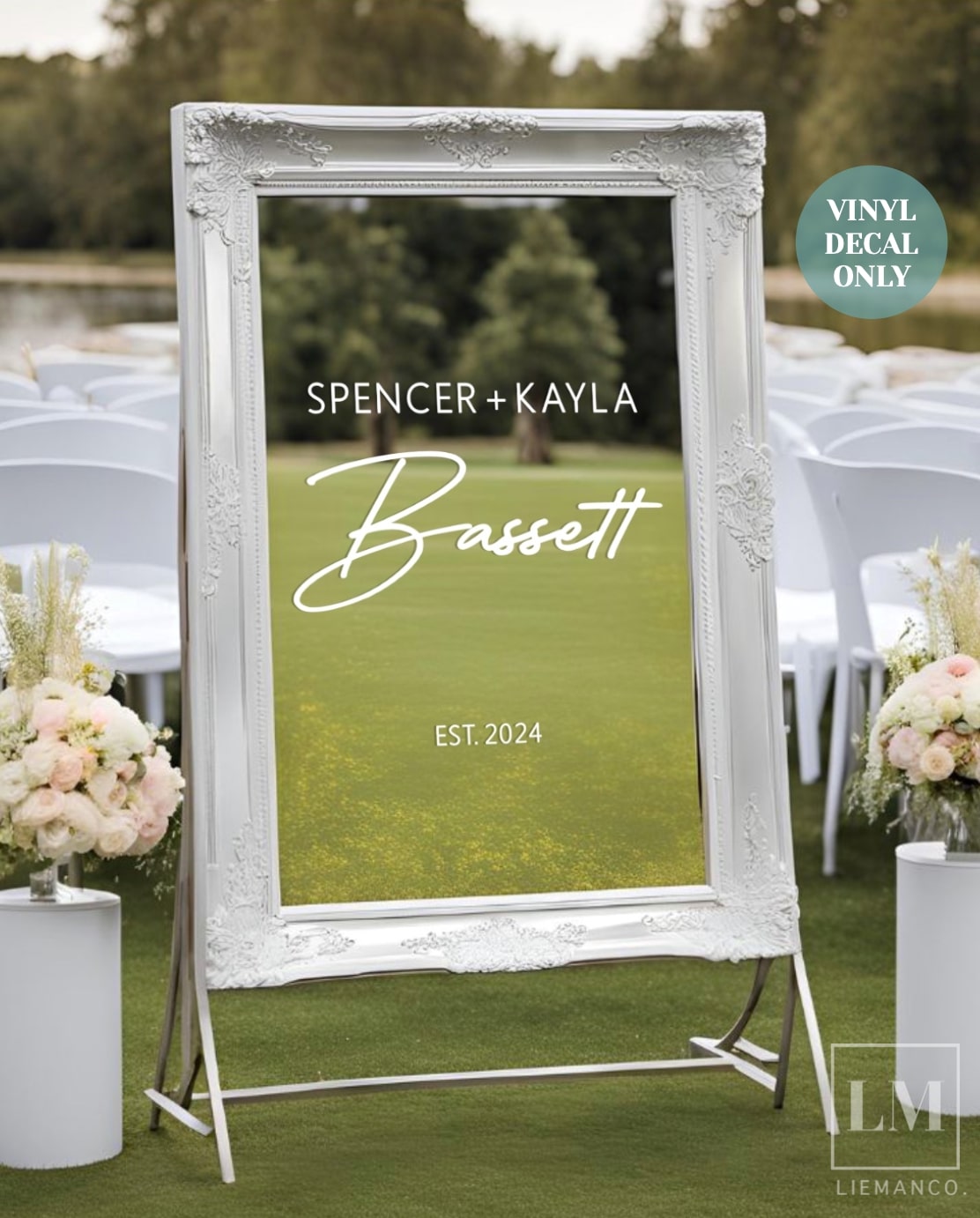 Last Name Mirror Decal for Reception Welcome Sign