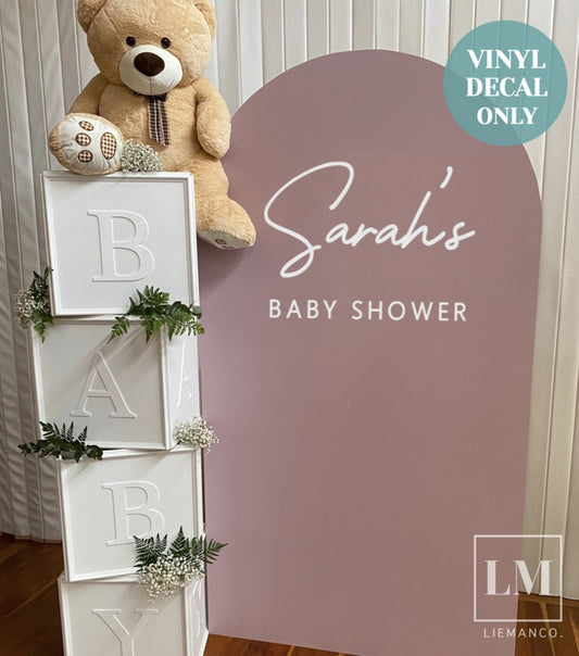 Custom Baby Shower Vinyl Decal for Arch Backdrop