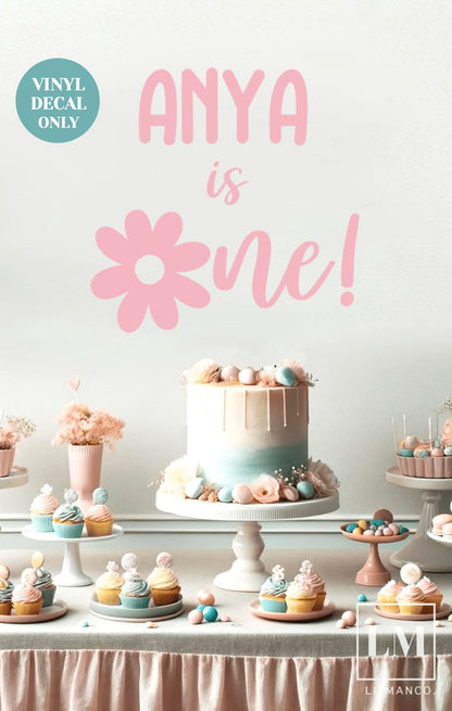 Daisy Theme First Birthday Party Backdrop Decal