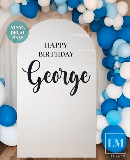 Personalised Happy Birthday Name Decal for Birthday Arch Sign