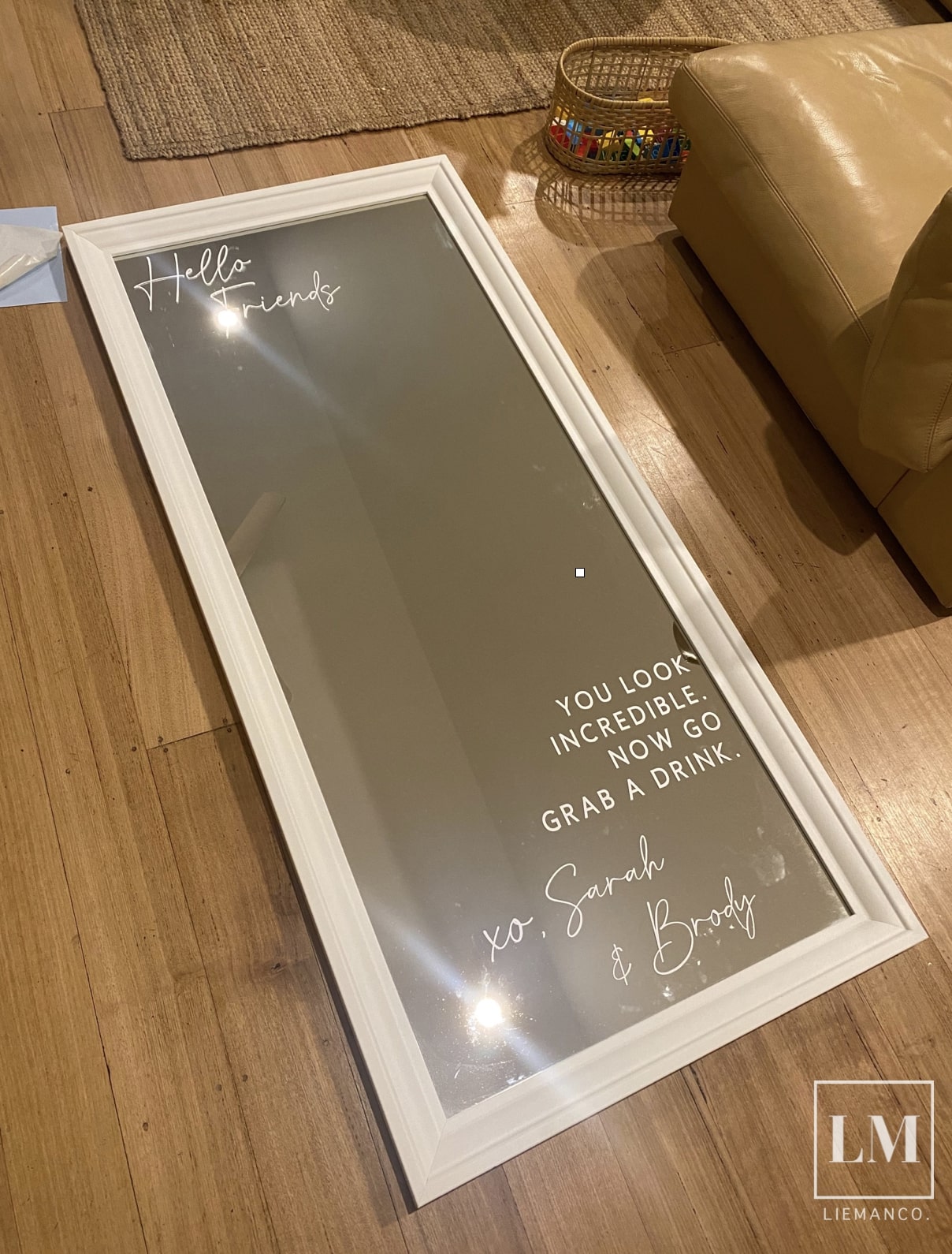 Custom Selfie Mirror Decal for Wedding Entry Sign