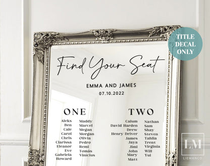 Find Your Seat Vinyl Decal for Seating Chart Mirror