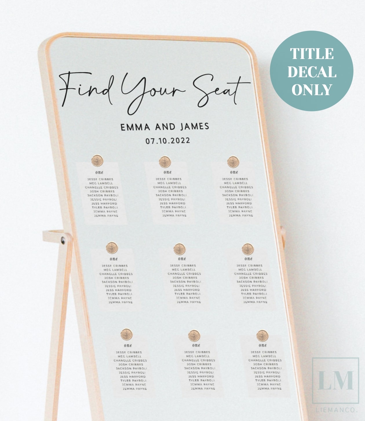 Find Your Seat Vinyl Decal for Seating Chart Mirror