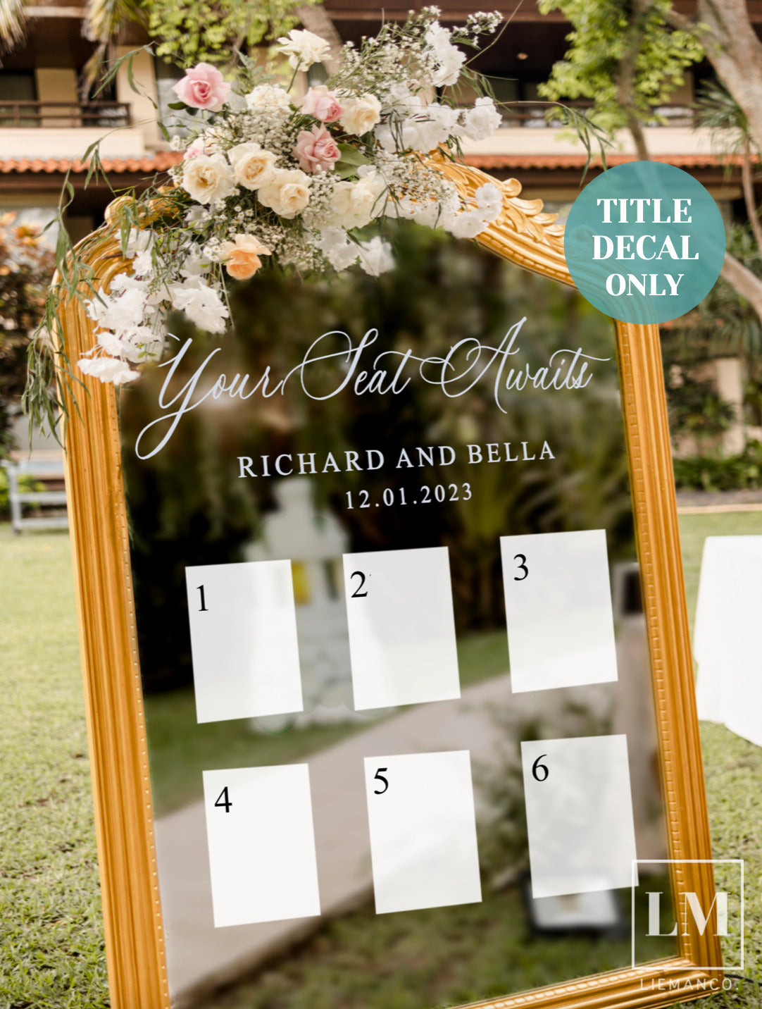 Find Your Seat Vinyl Decal for Seating Chart Mirror