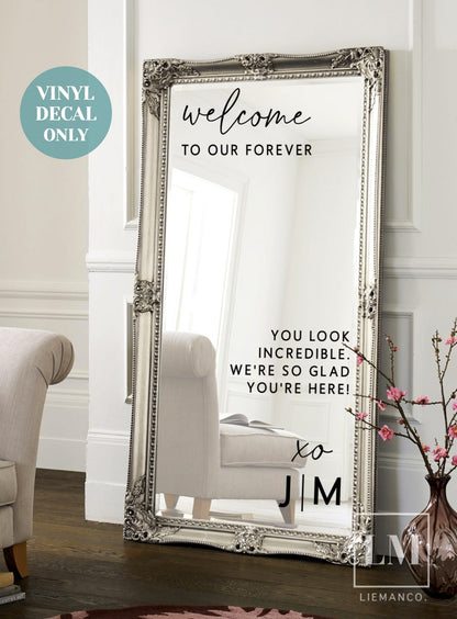 Personalised Wedding Welcome Decal for Selfie Mirror Signs