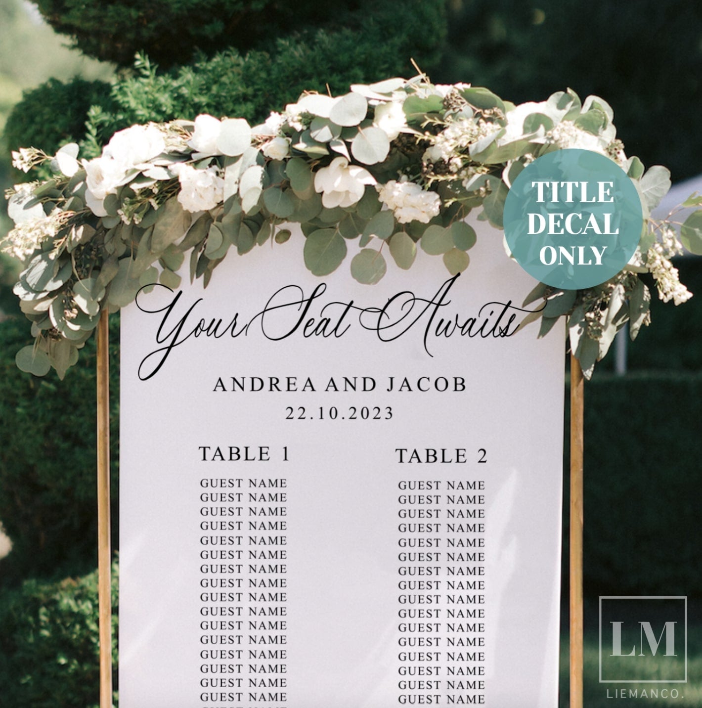 Your Seat Awaits Mirror Seating Chart Title Decal