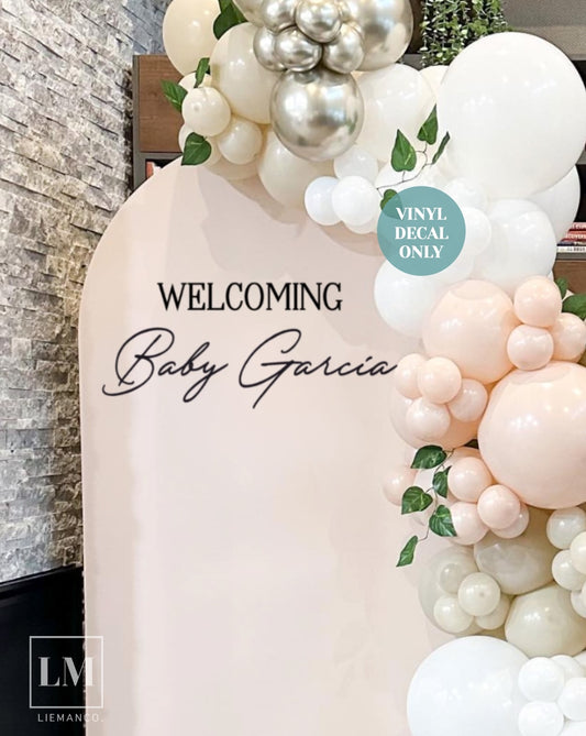 Welcoming Baby Decal for Arch Backdrop