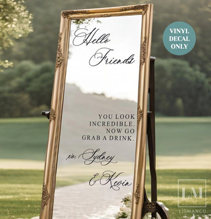 You Look Incredible Mirror Decal for Wedding Reception