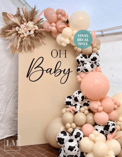 Oh Baby Vinyl Decal for Baby Shower Backdrop