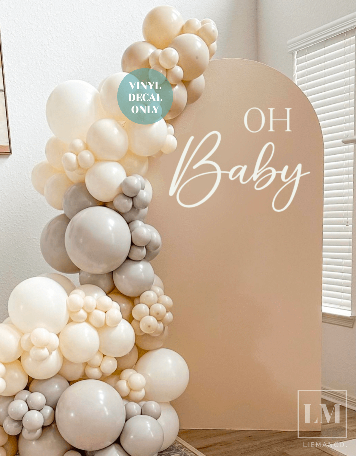 Oh Baby Vinyl Decal for Baby Shower Backdrop