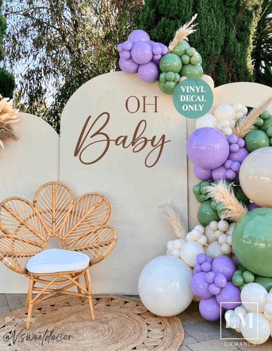 Oh Baby Vinyl Decal for Baby Shower Backdrop